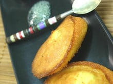 Grosses madeleines au Roquefort, sorbet Vin rouge épicé