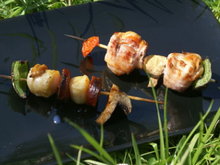 Brochettes de saint jacques au lard et chorizo