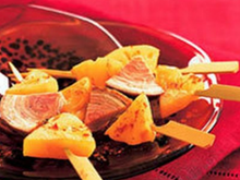 Brochette d'andouille, d'ananas, au citron vert