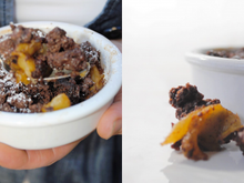 Crumble fondant au chocolat et pommes poêlées à la cannelle