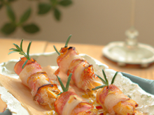Brochettes de langoustines au bacon