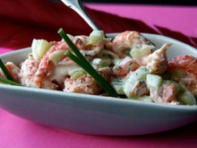 Tartare de langoustines au concombre,  yaourt et  tomates
