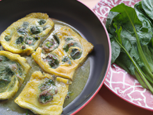 Clafoutis de cuisses de grenouilles au vert de blettes