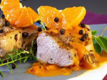 Cochon exotique en plancha sauce Savora à l'orange