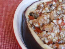 Aubergine farcie aux graines de sarrasin