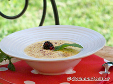 Gratin poires-mûres et sabayon à l'eau de vie de Poire Williams