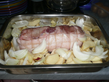 Rôti de porc aux pommes miellées