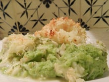 Parmentier de poisson aux purées de brocoli et pomme de terre