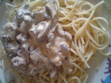 Spaghettis champignons et cidre