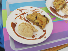 Crumble de fenouil, crème glacée de foie gras aux éclats de cacahuètes et sauce au caramel salé