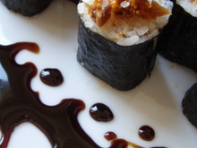 Maki au foie gras et figues marinées réduction balsamique à la vanille