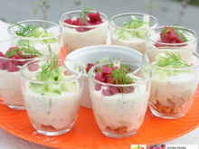 Verrines de harengs marinés au filmjölk