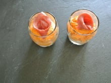 Verrine patates douces et magret fumé