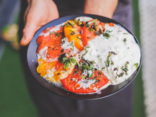 Tomates confites, émulsion menthe poivrée