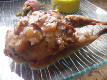 Cailles farcies aux marrons et cèpes
