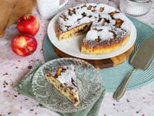 Gâteau aux pommes et pépites de chocolat à la poêle