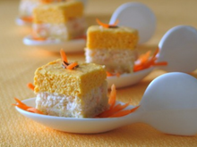 Mousse de crevettes et carottes sur biscuits au cumin