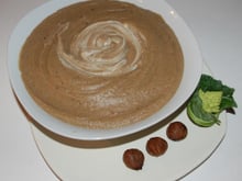 Velouté de patate douce et chou Romanecso aux châtaignes