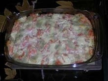 Gratin de ravioles au saumon