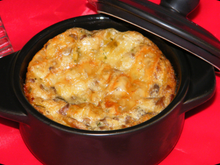 Quiche sans pâte, champignons, poireaux et Comté