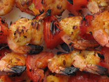 Brochettes de crevettes bouquet au curry