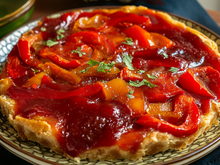 Tarte tatin aux poivrons, au jambon et au chèvre facile