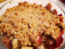 Crumble de pommes, rhubarbe et banane
