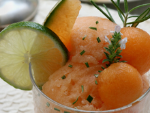 Sorbet de melon du Haut-Poitou au citron vert et romarin