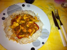 Poulet poivrons-tomates-curry