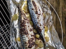 Maquereaux à la moutarde violette et aux raisins