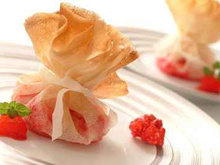 Aumonières aux fruits d'automne et praline