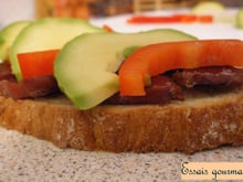 Tartine rouge et verte aux gésiers émincés