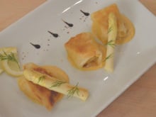 Croustade de noix de St Jacques à la crème d'asperges