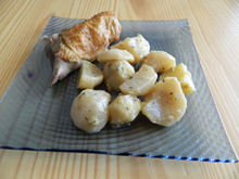 Pommes de terre, navets, poulet roti