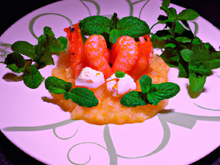 Granité de langouste à la menthe fraiche dans son pamplemousse frais