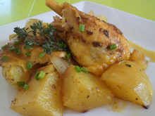 Pommes de terre à l'indienne et poulet rôti