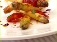 Asperges blanches, chorizo et vieux balsamique