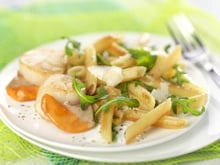 Penne à Poêler de Panzani aux noix de Saint-Jacques et à la roquette