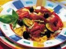 Carpaccio, salade de pâtes et légumes à la Provençale