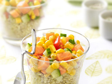 Verrine fraîcheur de maïs au quinoa et au saumon fumé