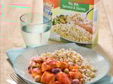 Sauté de dinde aux olives, riz, blé, sarrasin & quinoa