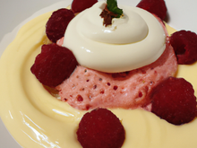 Douceur de framboise sur crème vanillée