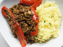 Tajine de lentilles, poivrons et tomates