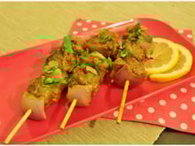 Brochettes de bœuf à l'indienne, gingembre & ketchup