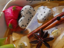 Poires Nashis au vinbBlanc et cœur du dragon