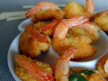 Crevettes croquantes, sauce à l'abricot