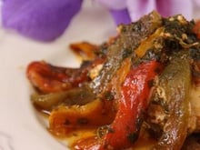 Tajine de cabillaud aux 3 poivrons