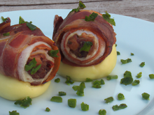 Paupiette de bacon farcies à la purée poireaux-pomme de terre