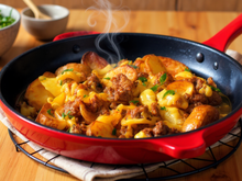Viande hachée et pommes de terre à la poêle