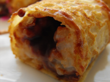 Sushis sucrés, crêpe et ganache caramel